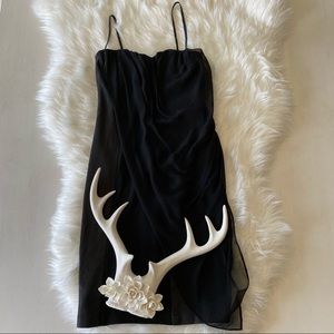 Alice & Olivia Faux Leather Evening Dress Chiffon